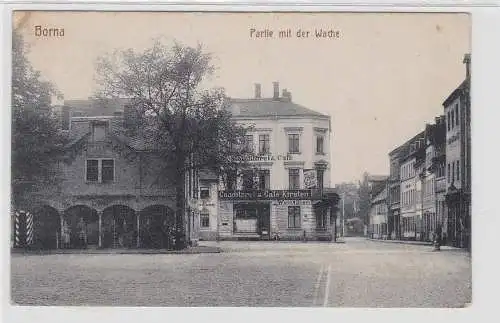 82161 Ak Borna Partie mit der Wache Conditorei & Café Kirsten 1918