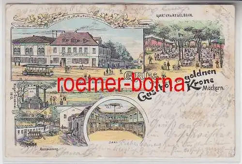 75135 Ak Lithographie Gruß vom Gasthof zur goldenen Krone Möckern 1905