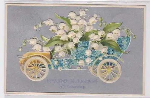 08588 Glückwunsch AK Herzlichen Glückwunsch zum Geburtstage, Glöckchenmobil 1908