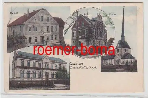 75929 Mehrbild Ak Gruss aus Grossstöbnitz S.-A. Gasthof Post Kirche Schule 1910