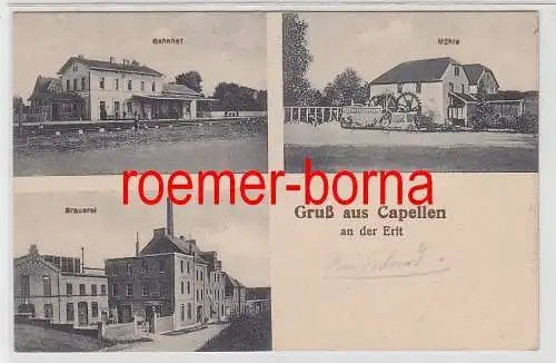 75879 Mehrbild Ak Gruß aus Capellen an der Erft Bahnhof, Mühle, Brauerei 1916