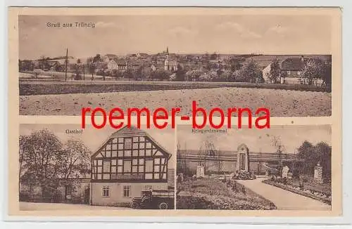 75998 Mehrbild Ak Gruß aus Trünzig Totale, Gasthof, Kriegerdenkmal um 1930
