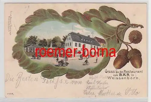 74358 Ak Lithographie Gruss aus dem Restaurant zum Bär in Weissenborn 1906