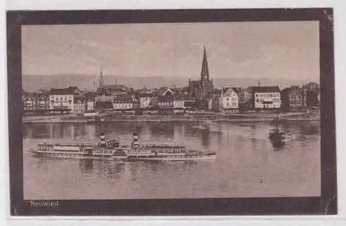 69826 Ak Neuwied am Rhein Totalansicht mit Schaufelraddampfer 1919