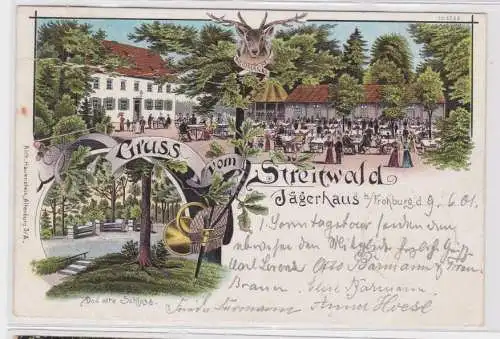 95343 Ak Lithographie Gruß vom Streitwald Jägerhaus bei Frohburg 1901