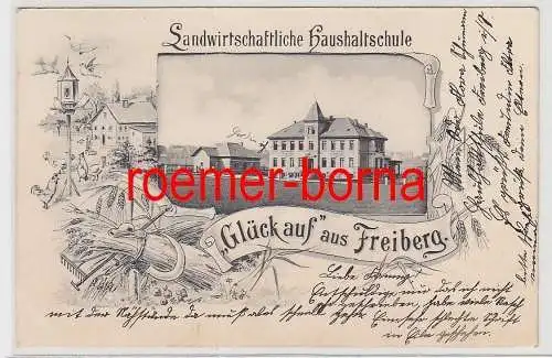 75802 Ak "Glück auf" aus Freiberg Landwirtschaftliche Haushaltschule 1903