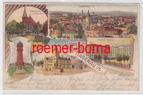 69711 Ak Lithographie Gruß aus Hagenau im Elsass 1906