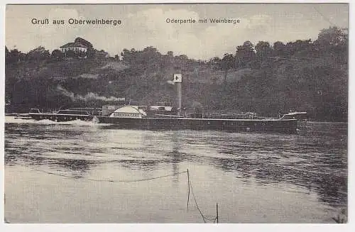 42551 Ak Gruss aus Oberweinberge - Oderpartie mit Weinberge 1916