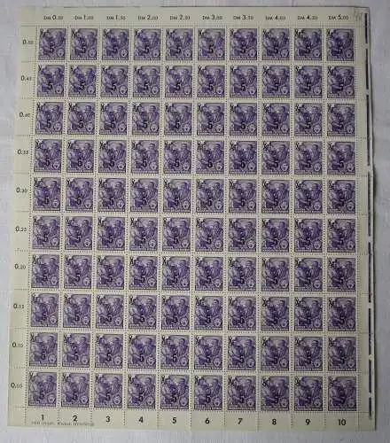 DDR 100er Bogen Fünfjahrplan Freimarken Überdruck 1954 Mi 435 postfrisch /161526