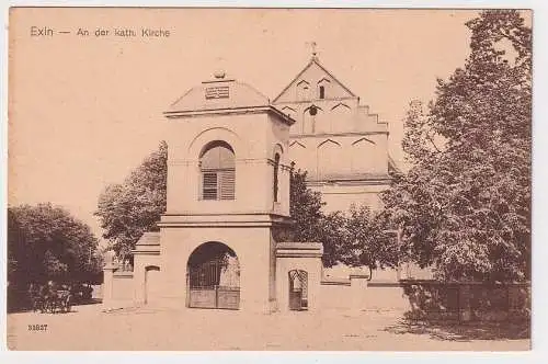 908249 Feldpost Ak Exin Kcynia - An der kath. Kirche 1918