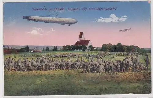 44848 Feldpost Ak Strassburg - Infanterie im Biwak, Zeppelin Erkundigungsfahrt