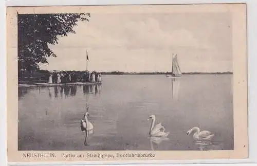 908322 Ak Neustettin Szczecinek - Partie am Streitzigsee Bootfahrtsbrücke 1919