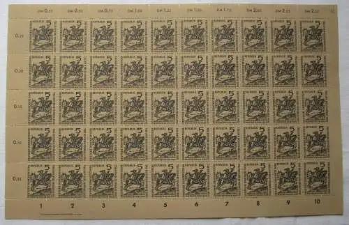 DDR 50er Bogen Tag der Briefmarke 1957 Mi 600 Plattenfehler postfrisch (166933)