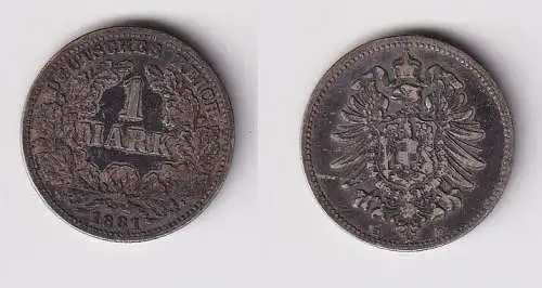 1 Mark Silber Münze Kaiserreich 1881 D alter Adler (119510)
