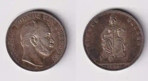 Schöne Silber Münze 1 Siegestaler Preussen 1871 vz (112617)