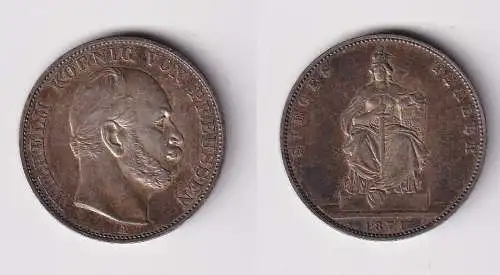schöne Silber Münze 1 Siegestaler Preussen 1871 vz (112617)