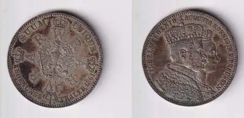 Schöne Silber Münze 1 Krönungstaler Preussen 1861 vz (112168)