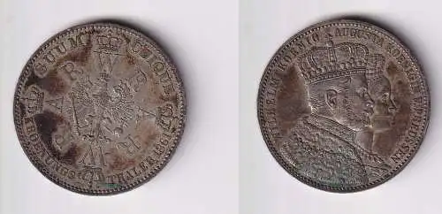 schöne Silber Münze 1 Krönungstaler Preussen 1861 vz (112168)