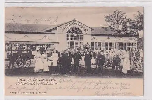 05321 Ak Gruß von der Omnibusfahrt Böhlitz Ehrenberg Waldmeister 1907