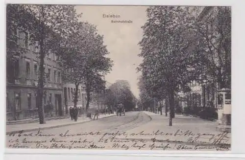 908524 Ak Eisleben Bahnhofstrasse mit Pferdefuhrwerk 1913