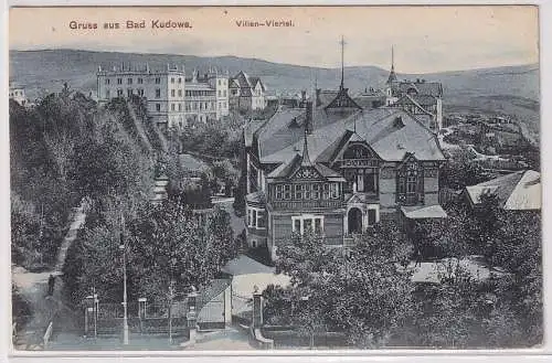 62500 Ak Gruss aus Bad Kudowa - Villen-Viertel 1910