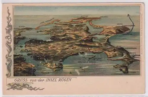908326 Ak Gruss von der Insel Rügen - Totalansicht um 1900