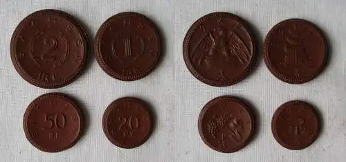 4x Porzellan Notgeld Münzen 20 Pfennig - 2 Mark Sachsen 1921 (167252)