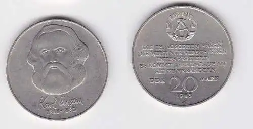 DDR Gedenk Münze 20 Mark Karl Marx 1983 (144742)