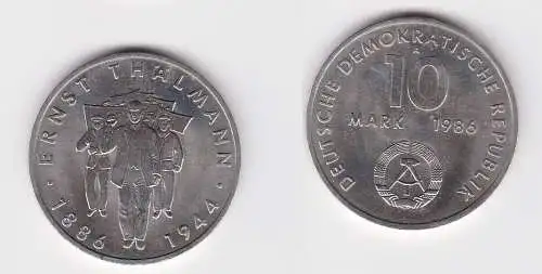 DDR Gedenk Münze 10 Mark Ernst Thälmann 1986 Stempelglanz (147580)