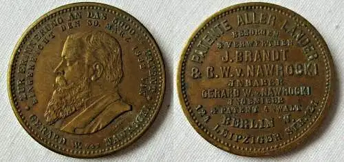 Medaille Erinnerung a.d. 5000. Patent Gerard W. von Nawrocki 1882 Berlin /130531