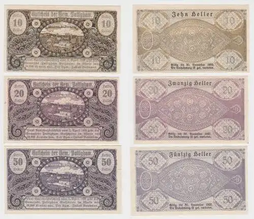 10,20 und 50 Heller Banknoten Notgeld Gemeinde Paltigham 1920 (154555)