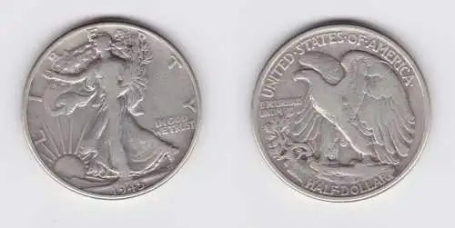 1/2 Dollar Silber Münze USA 1945 f.ss (154450)