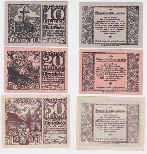 10,20 und 50 Heller Banknoten Notgeld Ortsgemeinde Hinterstoder 1920 (154744)