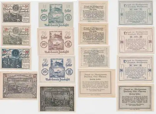 8 x Notgeld 10 bis 50 Heller Banknoten Marktgemeinde Peuerbach 1920 (154731)