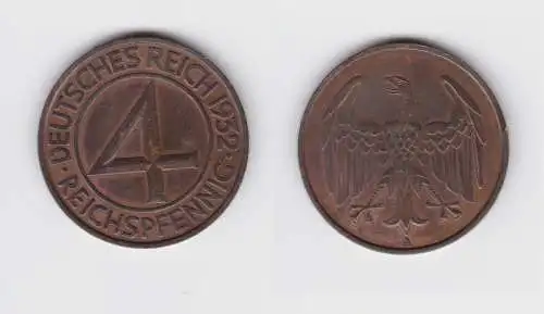 4 Pfennig Kupfer Münze Weimarer Republik 1932 A "Brüning Taler" (154339)