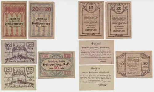 5 x Notgeld 10 bis 50 Heller Banknoten Gemeinde Heiligenberg O.Ö. 1920 (154785)