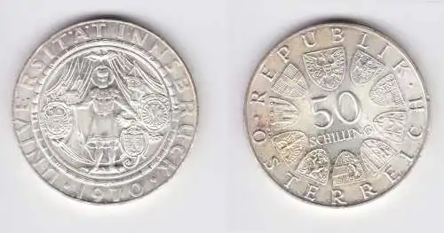 50 Schilling Silber Münze Österreich Universität Innsbruck 1970 vz (154720)