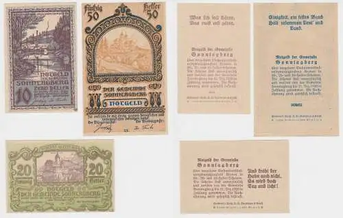 10,20 und 50 Heller Banknoten Notgeld Gemeinde Sonntagberg 1920 (154761)