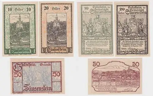 10,20 und 50 Heller Banknoten Notgeld Gemeinde Säusenstein 1920 (154579)