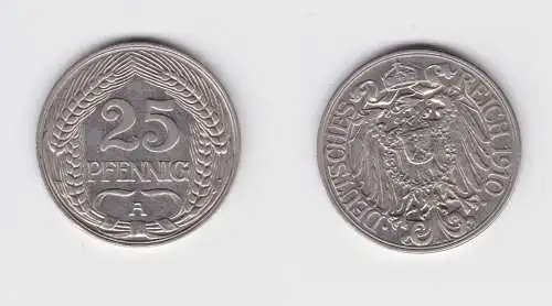 25 Pfennig Nickel Münze Kaiserreich 1910 A vz (154324)