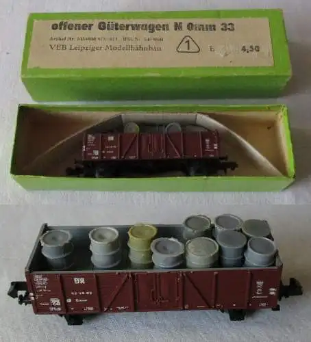 Piko VEB Spur N 1/160 offener Güterwagen mit Fässern OVP  (124628)