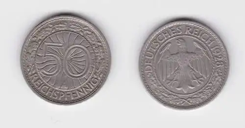50 Pfennig Nickel Münze Weimarer Republik 1928 A (154331)