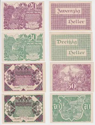 20,30,50 & 70 Heller Banknoten Notgeld Gemeinde Vorderstoder 1920 (154488)