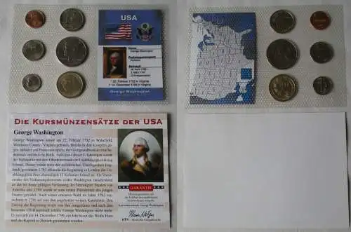 KMS Kursmünzensatz USA George Washington mit 6 Münzen 2008 + Zertifikat (124970)