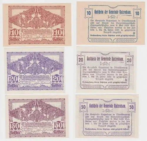 10,20 und 50 Heller Banknoten Notgeld Gemeinde Rutzenham O.Ö. 1920 (154576)
