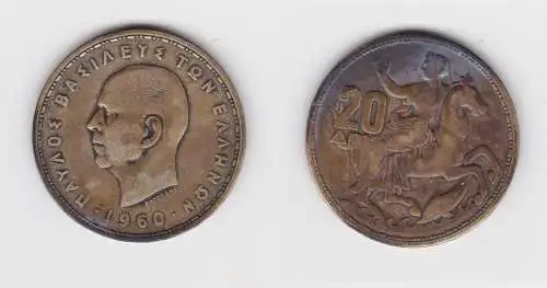 20 Drachmen Silber Münze Griechenland 1960 ss (154362)