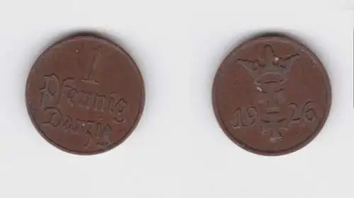 1 Pfennig Kupfer Münze Danzig 1926 Jäger D 2 ss (154384)