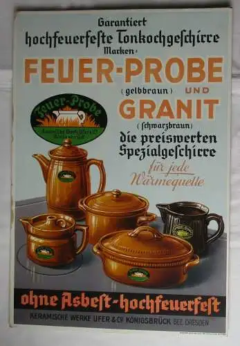 Reklame Aufsteller Kochgeschirr Keramische Werke Ufer & Co. Königsbrück (123638)