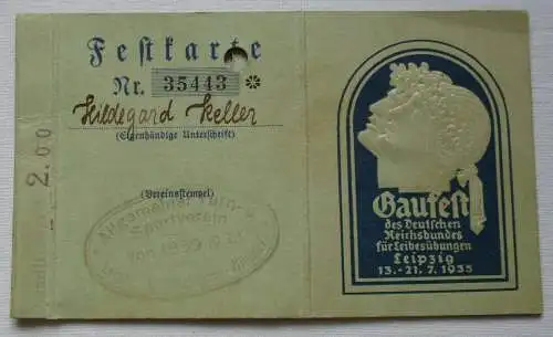 Festkarte Leipzig Großzschocher Windorf Gaufest DRL Leipzig 1935 (129121)