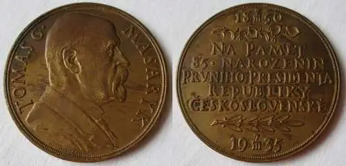 Medaille Tomas G. Masaryk 85. Geburtstag 1. Staatspräsident 1850 - 1935 (152465)